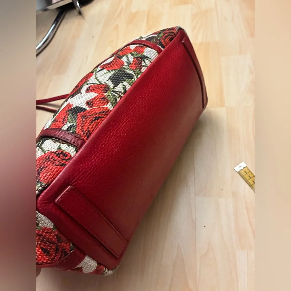 Dolce and Gabbana Red Rose Print Tote Bag - Women